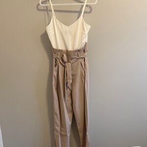 NWT The Vintage Shop Cream and Tan Jumpsuit